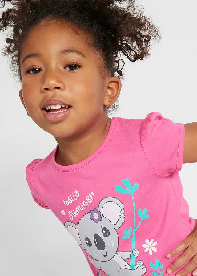Camiseta para niñas (2 unidades) Lila intenso + rosa
